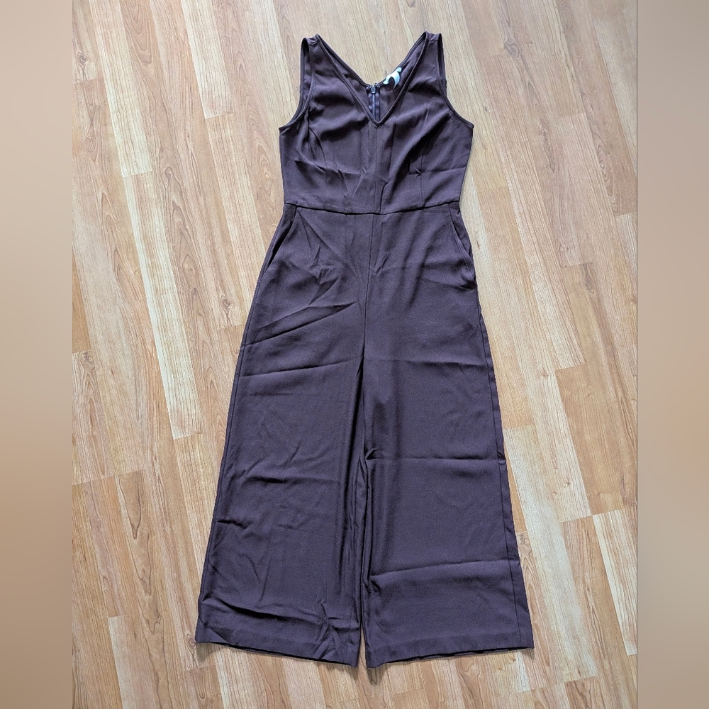 Elegant Maroon Jumpsuit, Wide leg Sleeveless